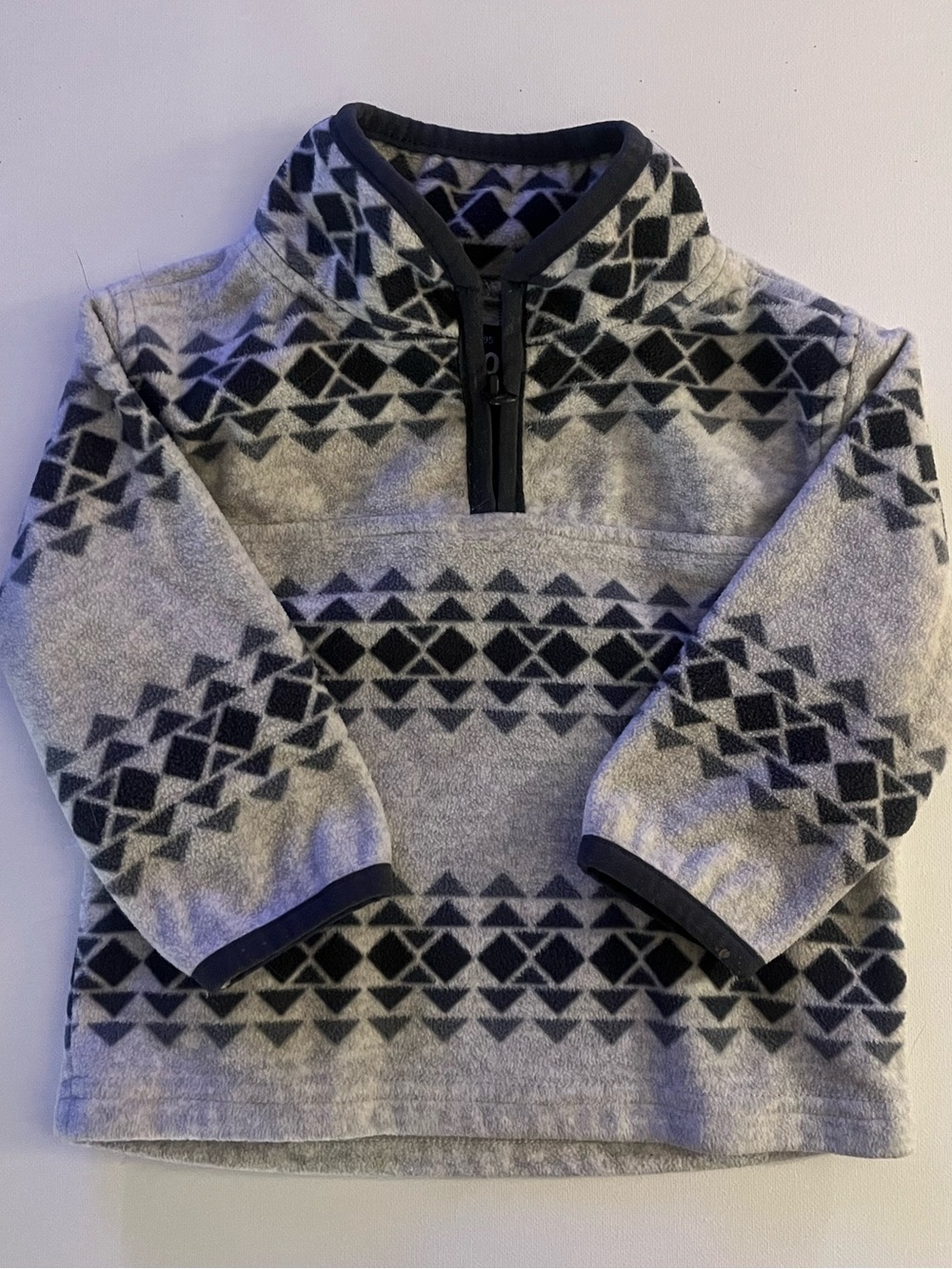 OshKosh B'gosh Gray & Black Triangle Fleece Quarter Zip Pullover 9 Month